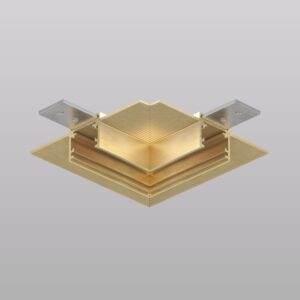 Угловой элемент трека SHINE HIDE для ГКЛ 12,5 мм, 90°, потолок–потолок, сатинированная латунь, алюминий
